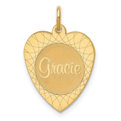 14K Yellow Gold Heart Disc Name Charm
