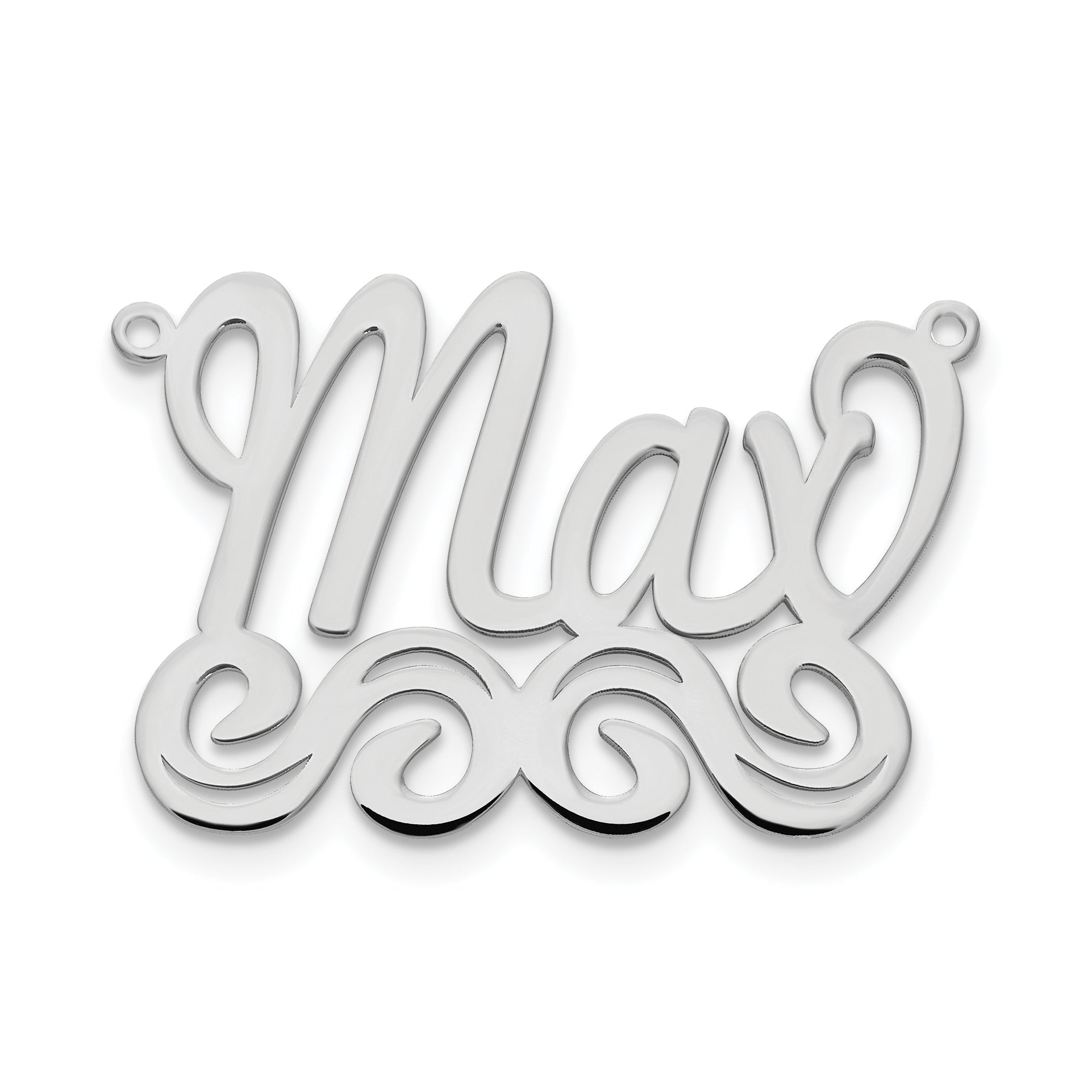 Sterling Silver Silver/Rhodium Plated Medium Polished Name Plate