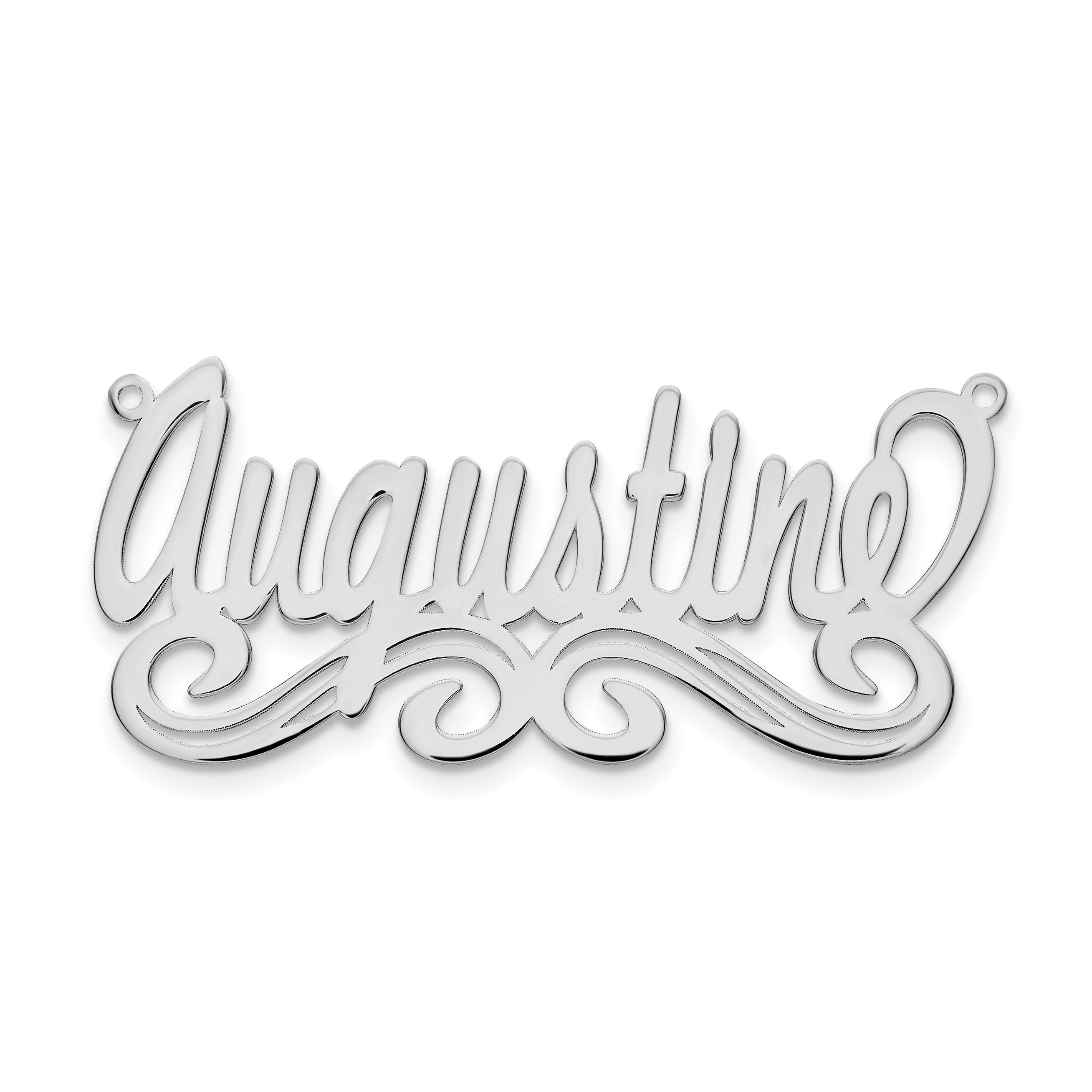 Sterling Silver Silver/Rhodium Plated Medium Polished Name Plate