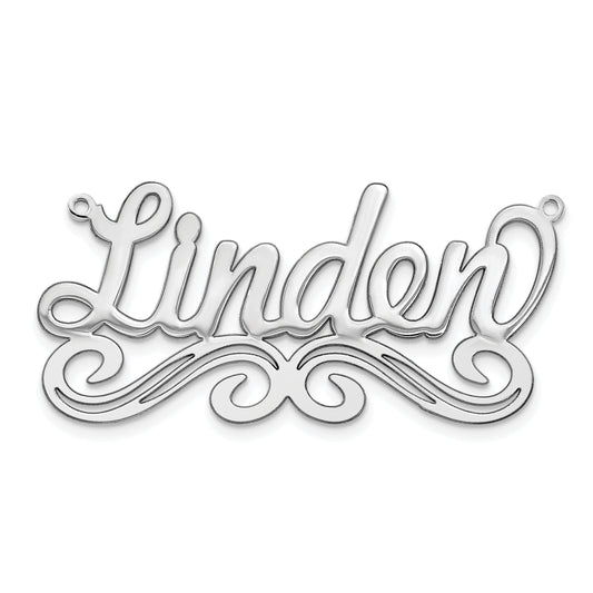 Sterling Silver Silver/Rhodium Plated Medium Polished Name Plate