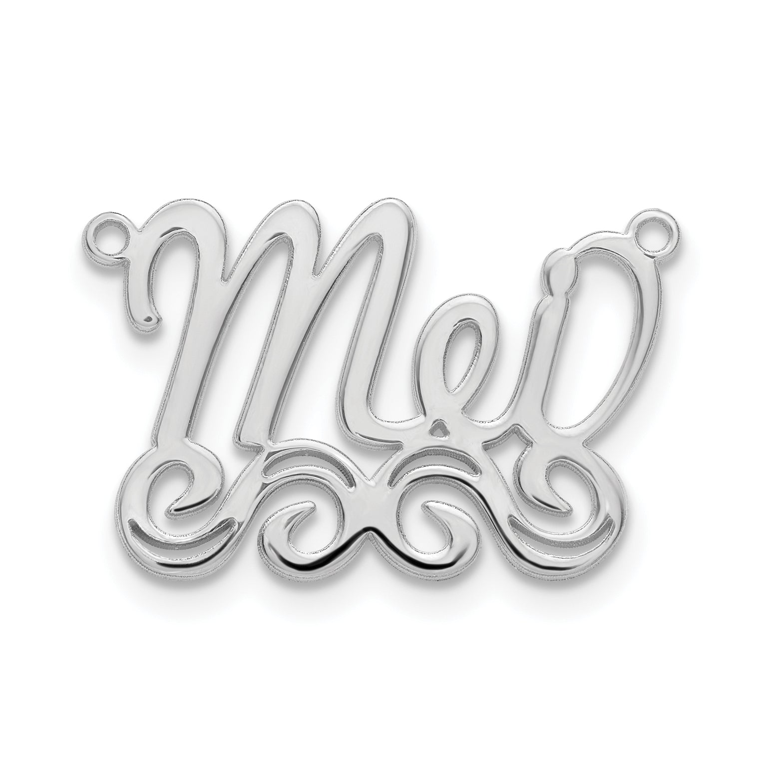 Sterling Silver Silver/Rhodium Plated Small Polished Name Plate