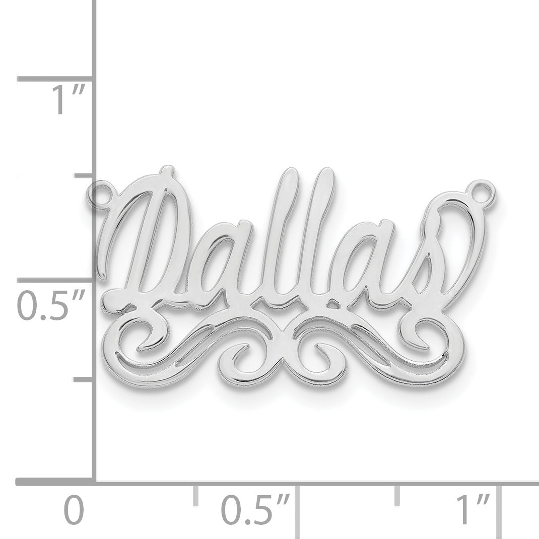 Sterling Silver Silver/Rhodium Plated Small Polished Name Plate