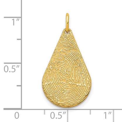 14K Yellow Gold Tear Drop Fingerprint Charm