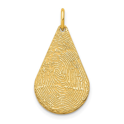 14K Yellow Gold Tear Drop Fingerprint Charm