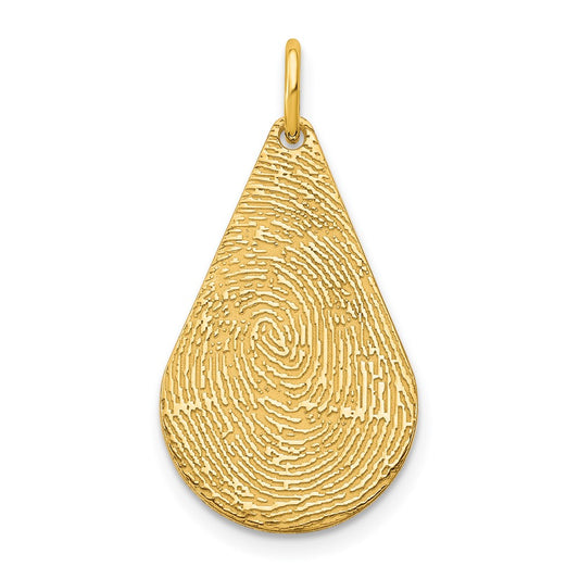 14K Yellow Gold Tear Drop Fingerprint Charm