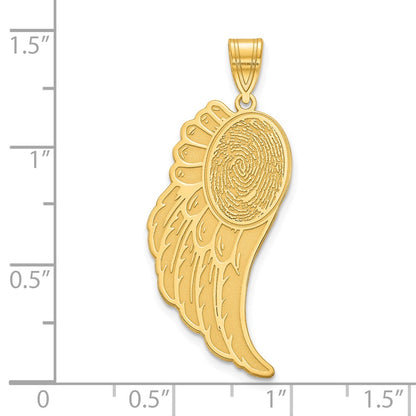 14K Yellow Gold Angel Wing Fingerprint Pendant