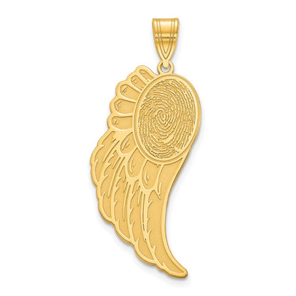 14K Yellow Gold Angel Wing Fingerprint Pendant