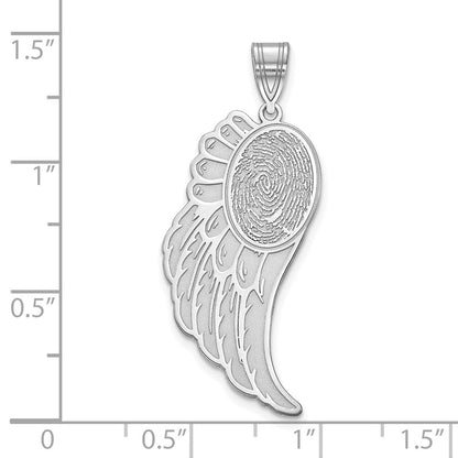 14K White Gold Angel Wing Fingerprint Pendant