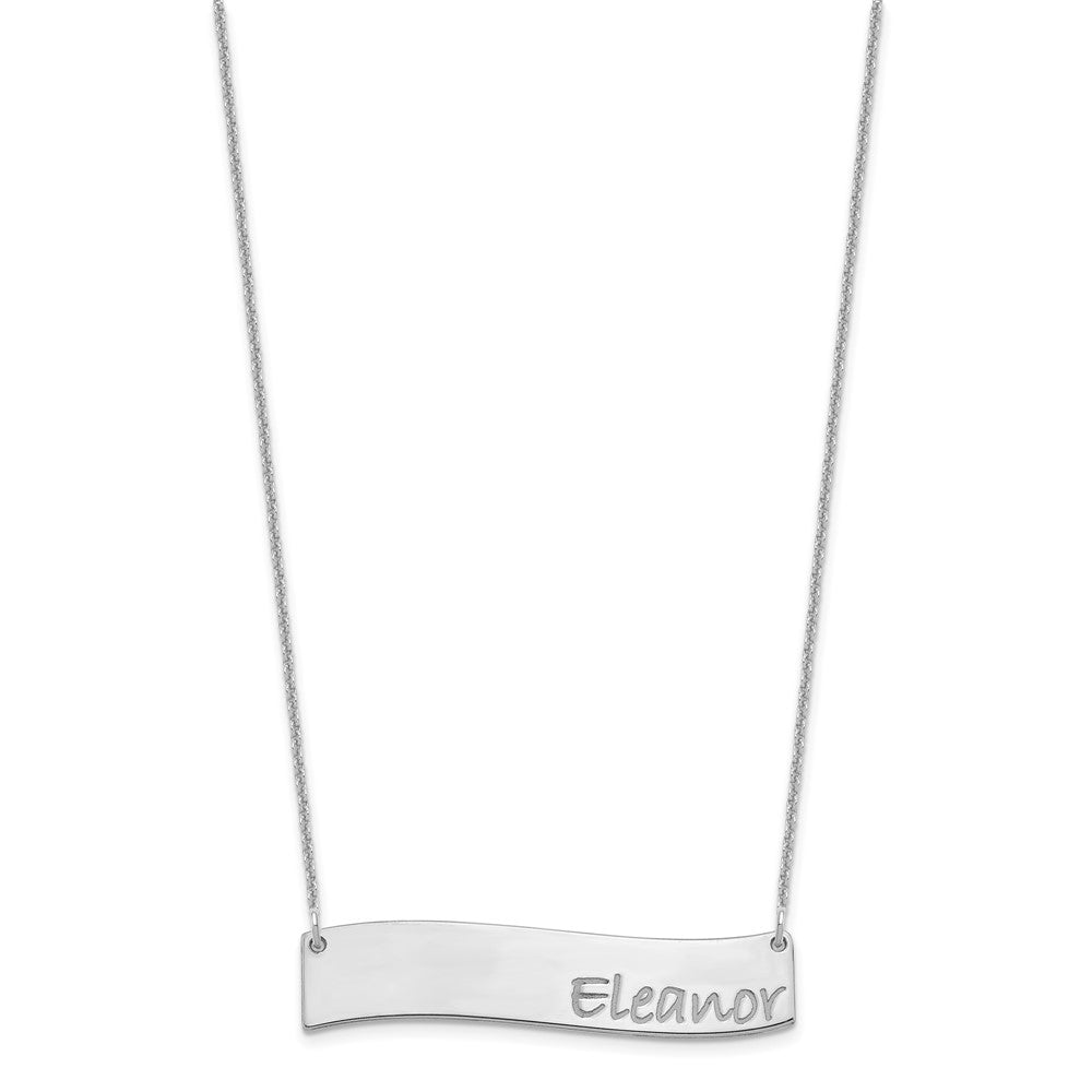 14K White Gold Medium Bradley Hand Curved Bar Necklace