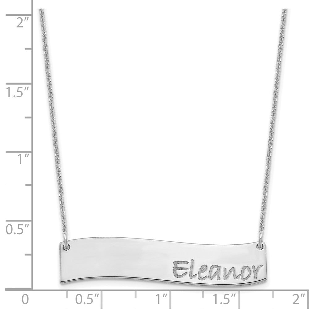 14K White Gold Medium Bradley Hand Curved Bar Necklace