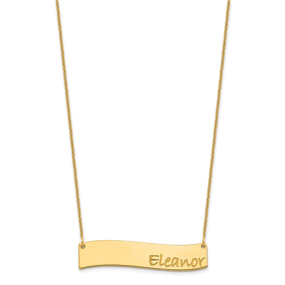 14K Yellow Gold Medium Bradley Hand Curved Bar Necklace