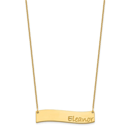 14K Yellow Gold Medium Bradley Hand Curved Bar Necklace