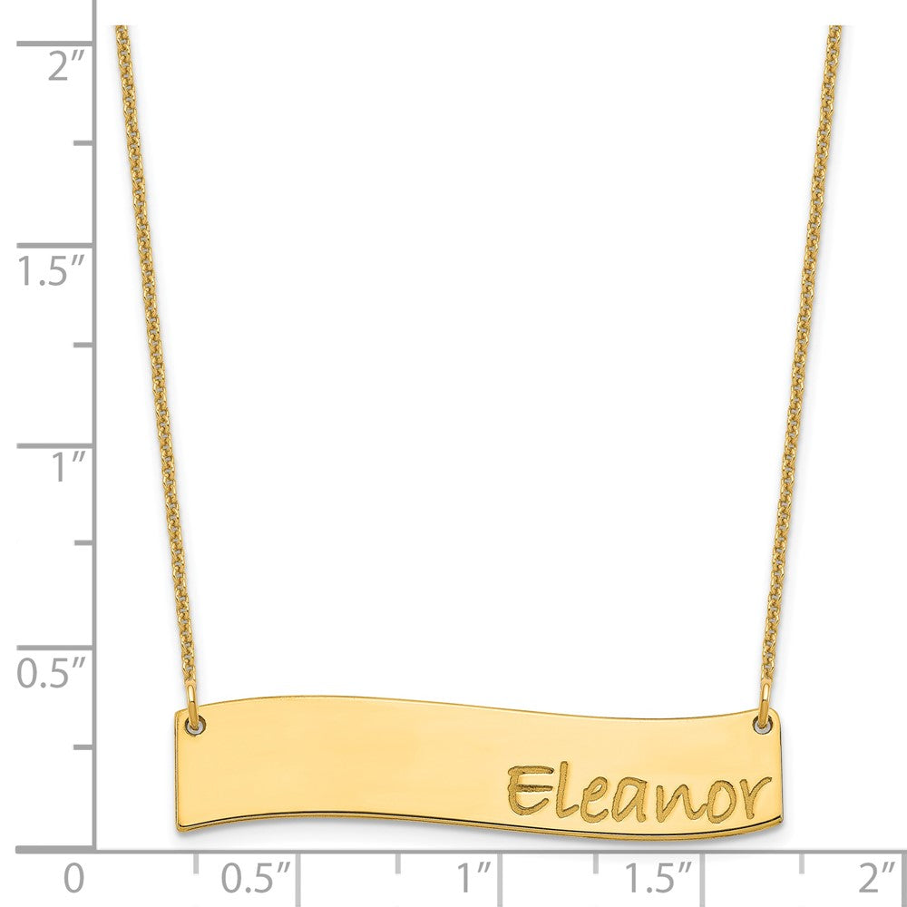 14K Yellow Gold Medium Bradley Hand Curved Bar Necklace