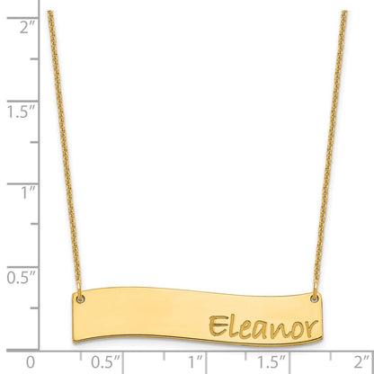 14K Yellow Gold Medium Bradley Hand Curved Bar Necklace