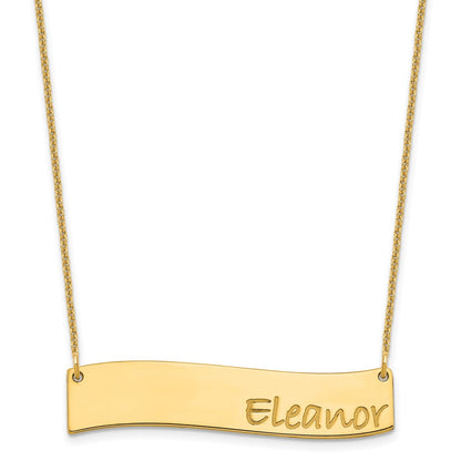 14K Yellow Gold Medium Bradley Hand Curved Bar Necklace