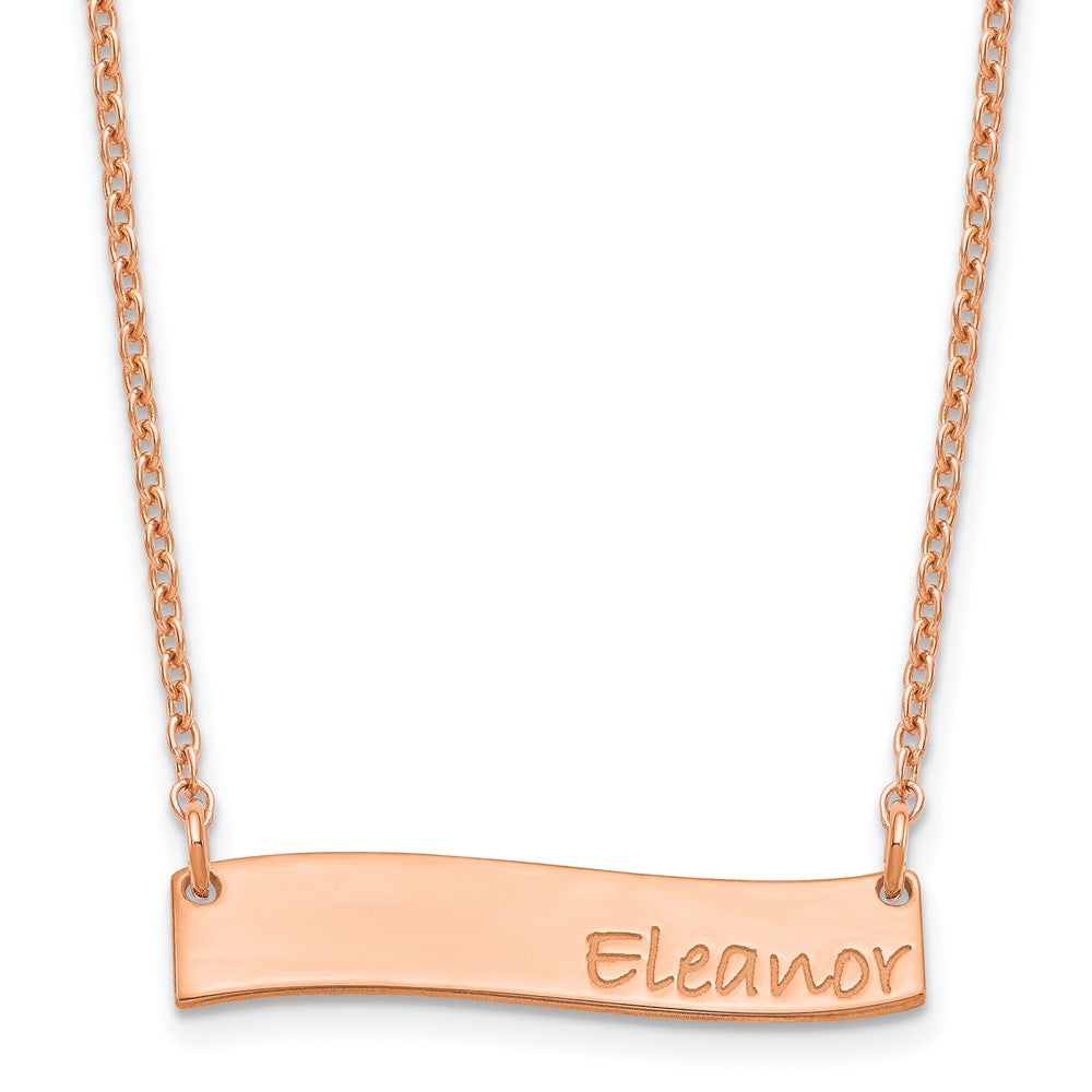Rose Plated Small Bradley Hand Curved Bar Necklace