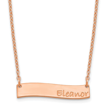Rose Plated Small Bradley Hand Curved Bar Necklace