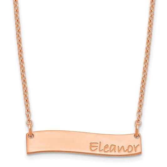 Rose Plated Small Bradley Hand Curved Bar Necklace