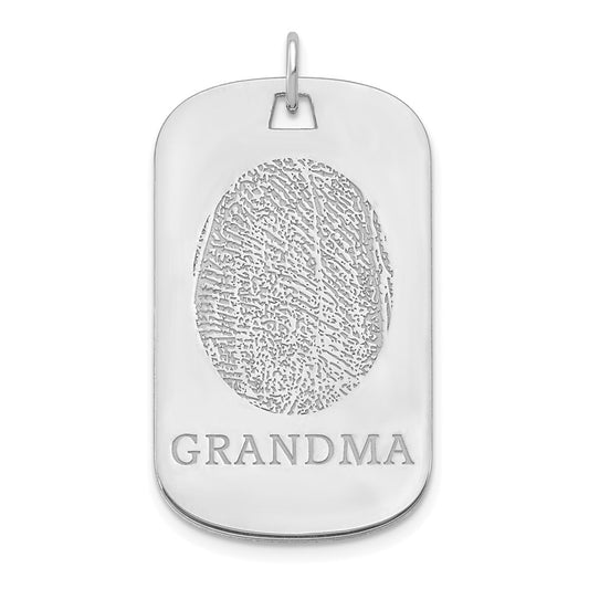 14K White Gold Fingerprint Dog Tag