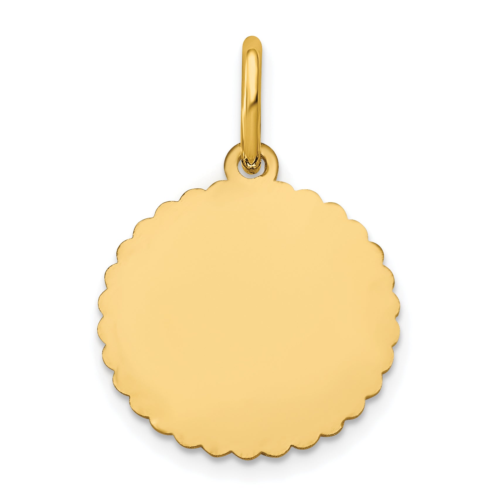14K Yellow Gold Scalloped Disc With Name Charm