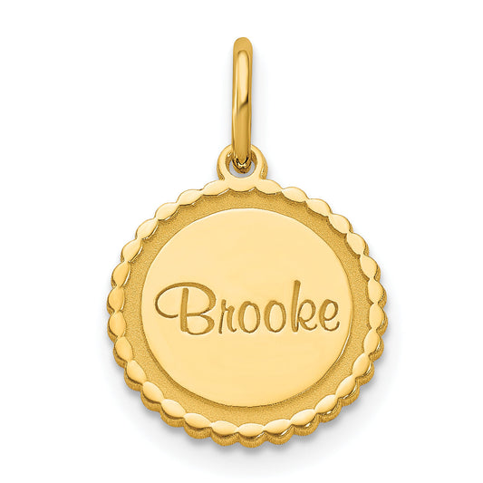 14K Yellow Gold Scalloped Disc With Name Charm