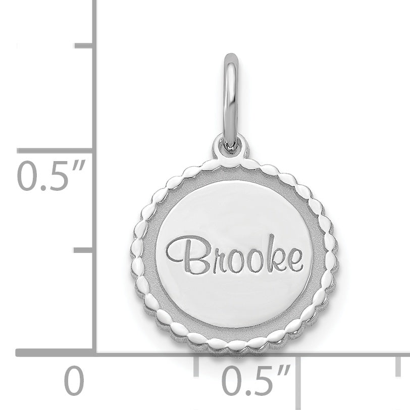 14K White Gold Scalloped Disc With Name Charm