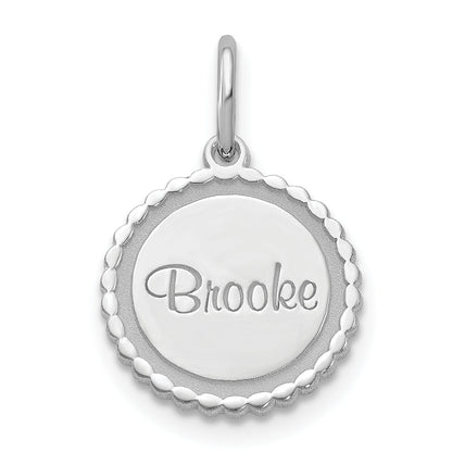 14K White Gold Scalloped Disc With Name Charm