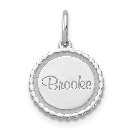 14K White Gold Scalloped Disc With Name Charm