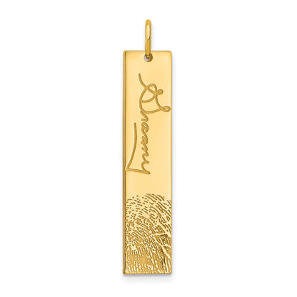 14K Yellow Gold Signature And Fingerprint Charm