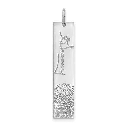 14K White Gold Signature And Fingerprint Charm