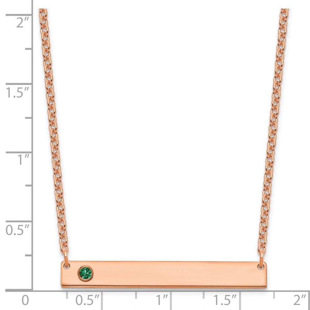 14K Rose Gold 1 Birthstone W/ Bezel Large Bar Necklace