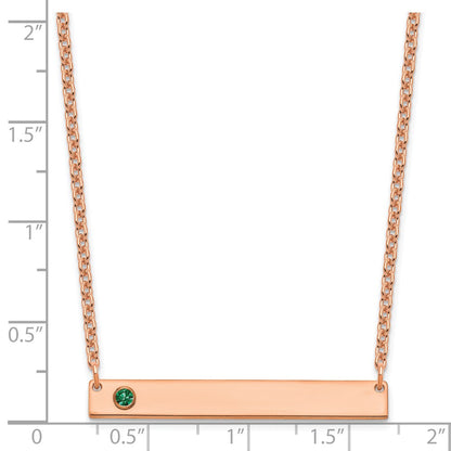 14K Rose Gold 1 Birthstone W/ Bezel Large Bar Necklace