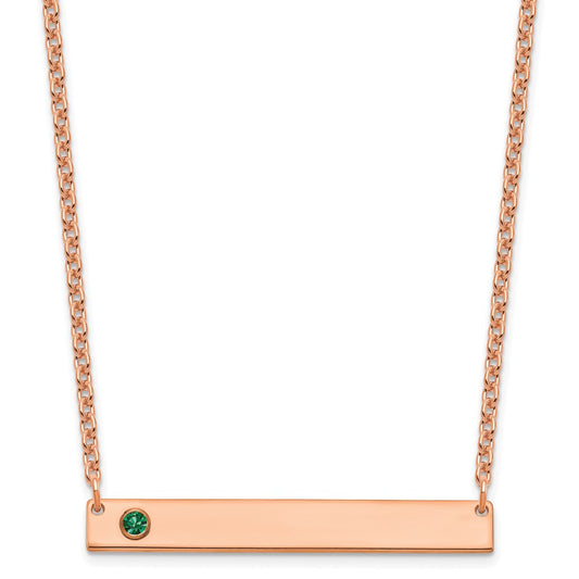 14K Rose Gold 1 Birthstone W/ Bezel Large Bar Necklace