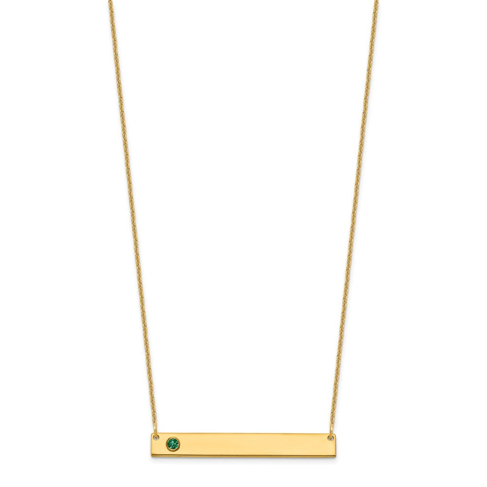 14K Yellow Gold 14Ky 1 Birthstone W/ Bezel Large Bar Necklace
