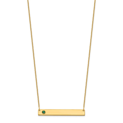 14K Yellow Gold 14Ky 1 Birthstone W/ Bezel Large Bar Necklace