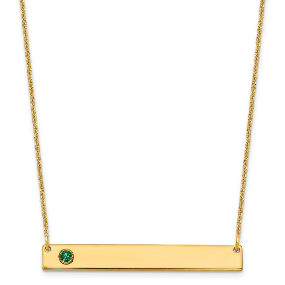 14K Yellow Gold 14Ky 1 Birthstone W/ Bezel Large Bar Necklace
