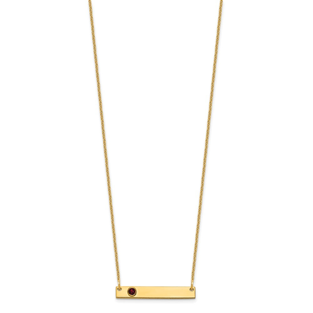 14K Yellow Gold 14Ky 1 Birthstone W/ Bezel Small Bar Necklace