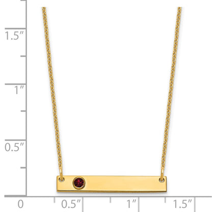 14K Yellow Gold 14Ky 1 Birthstone W/ Bezel Small Bar Necklace