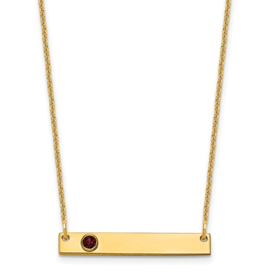 14K Yellow Gold 14Ky 1 Birthstone W/ Bezel Small Bar Necklace