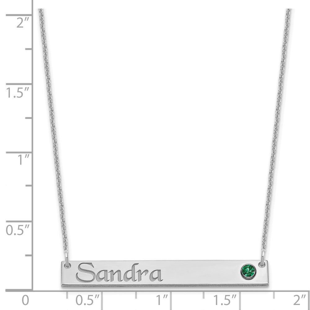 14K White Gold Wg Personalized Bar W/ Rhod Pltd Bezel Bs Necklace