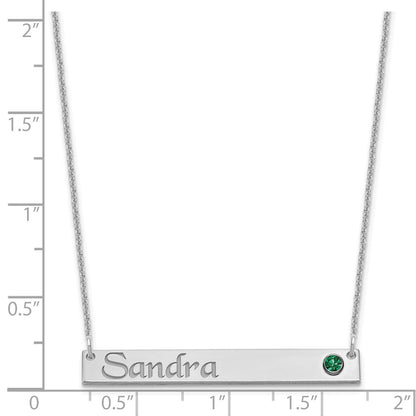 14K White Gold Wg Personalized Bar W/ Rhod Pltd Bezel Bs Necklace