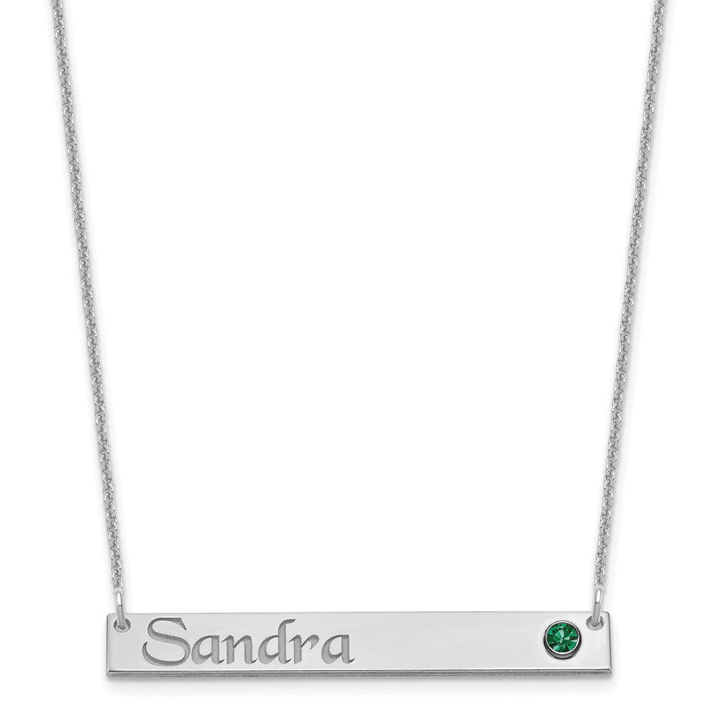 14K White Gold Wg Personalized Bar W/ Rhod Pltd Bezel Bs Necklace