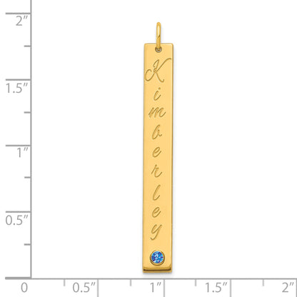 14K Yellow Gold Yg Lg Epoxy Name Bezel Birthstone Bar Charm