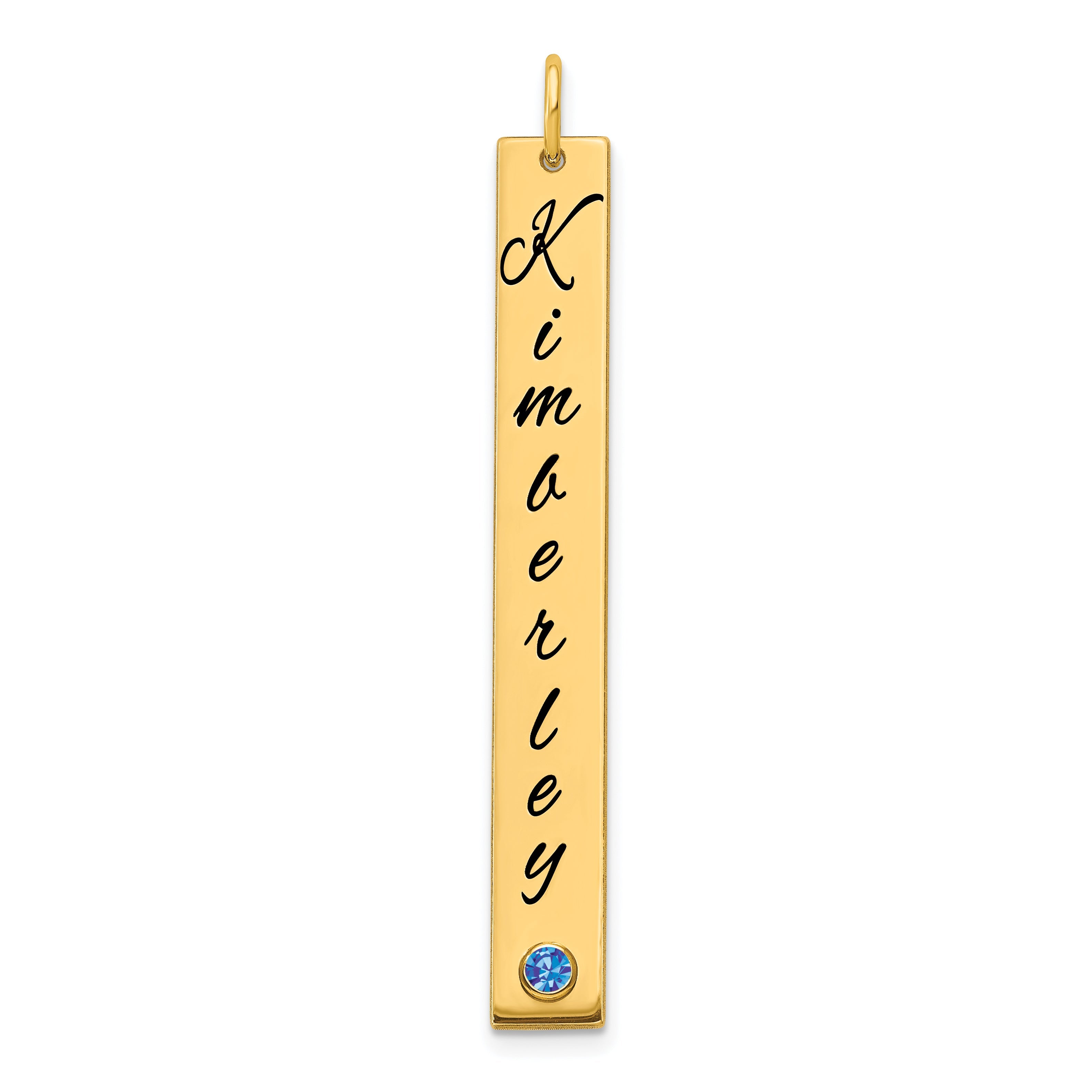 14K Yellow Gold Yg Lg Epoxy Name Bezel Birthstone Bar Charm