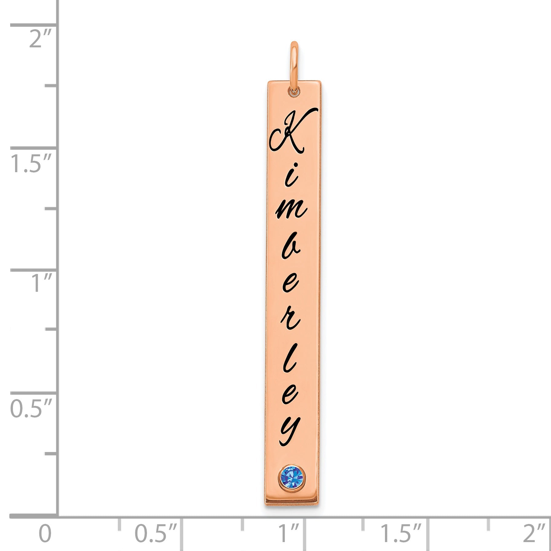14K Rose Gold Lg Epoxy Name Bezel Bs Bar Charm