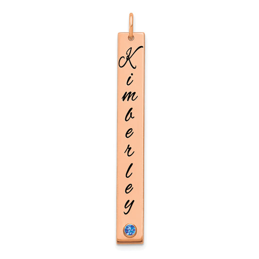 14K Rose Gold Lg Epoxy Name Bezel Bs Bar Charm