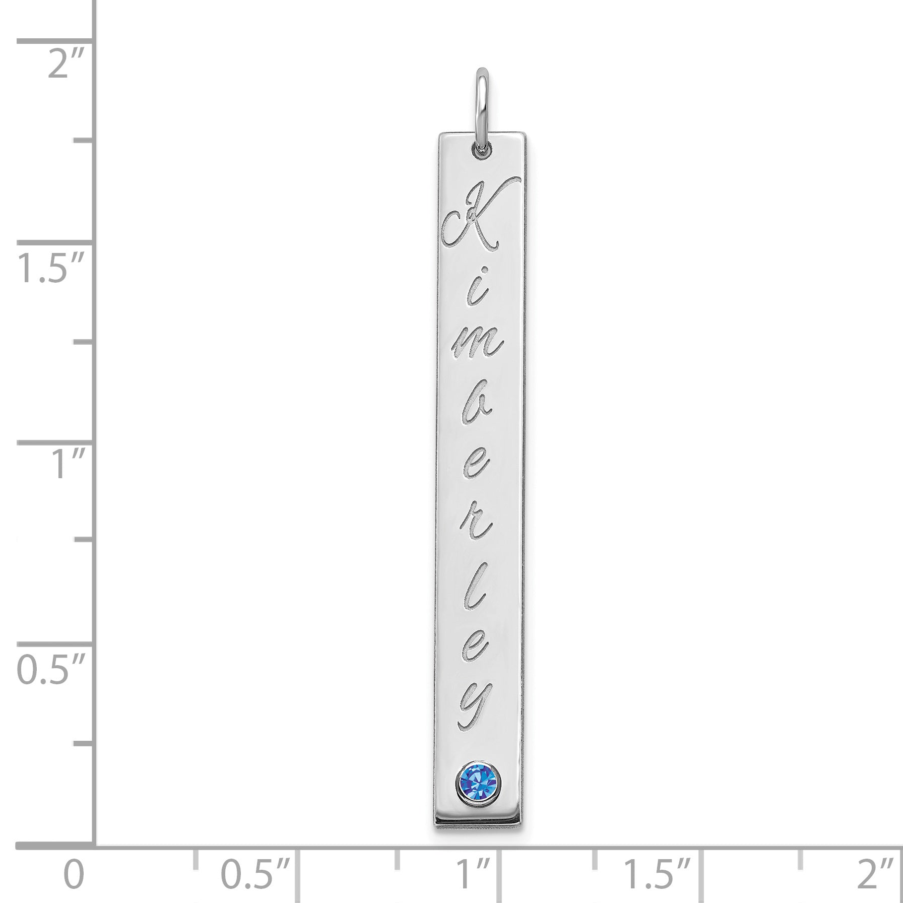 14K White Gold Wg Lg Epoxy Name W/ Rhod Pld Bezel Bs Bar Charm