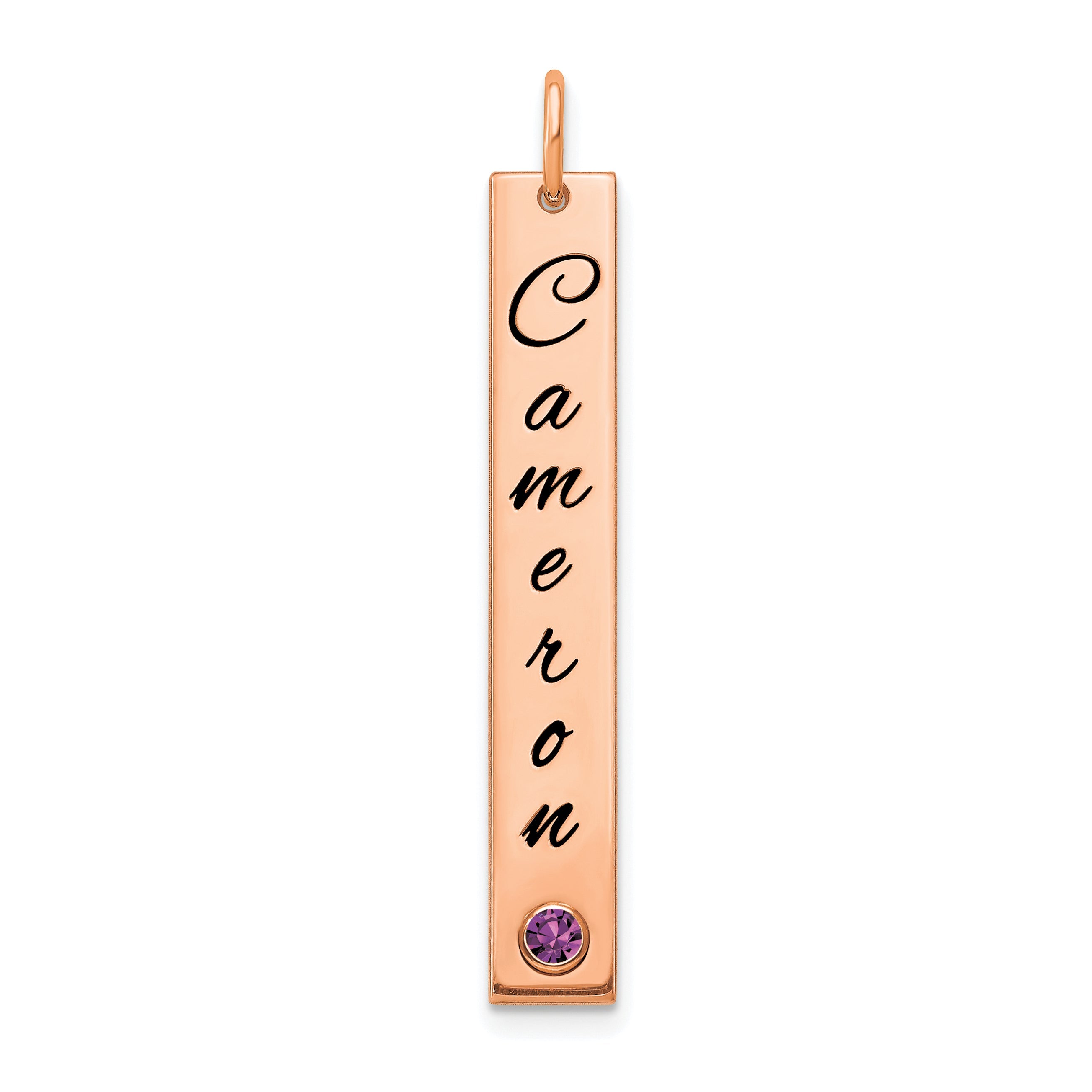 14K Rose Gold Med Epoxy Name Bezel Bs Bar Charm