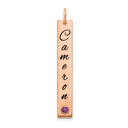 14K Rose Gold Med Epoxy Name Bezel Bs Bar Charm