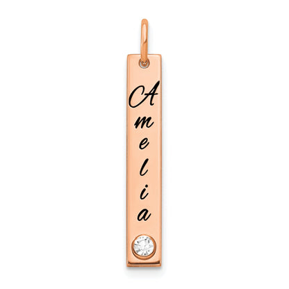 14K Rose Gold Small Epoxy Name Bezel Bs Bar Charm